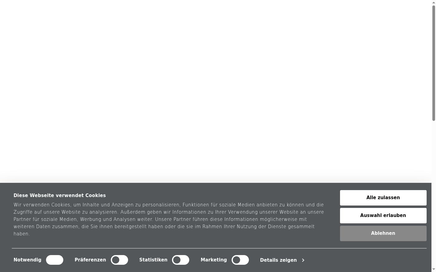 Screenshot des Einwilligungsbanners vor jeglicher Interaktion