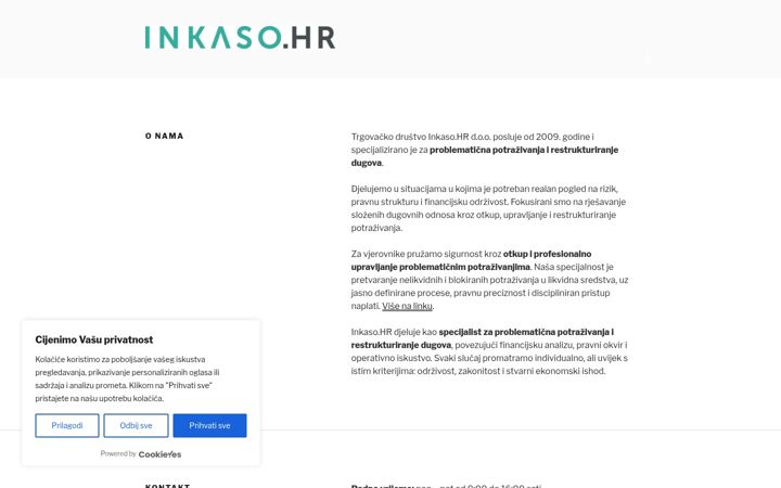 Екранна снимка на inkaso.hr