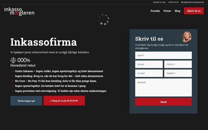 Екранна снимка на inkasso-firma.dk