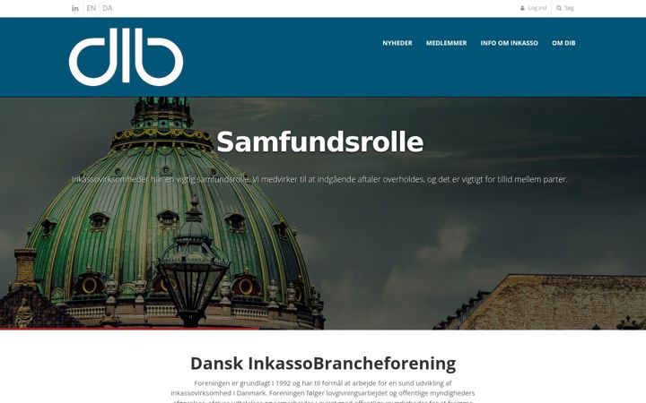 Ekrano kopija inkassobranchen.dk