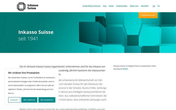 Screenshot of inkassoverband.ch