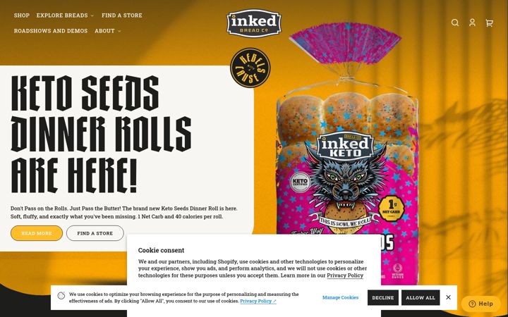 Screenshot of inkedbread.com