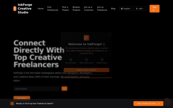 Screenshot of inkforge.org