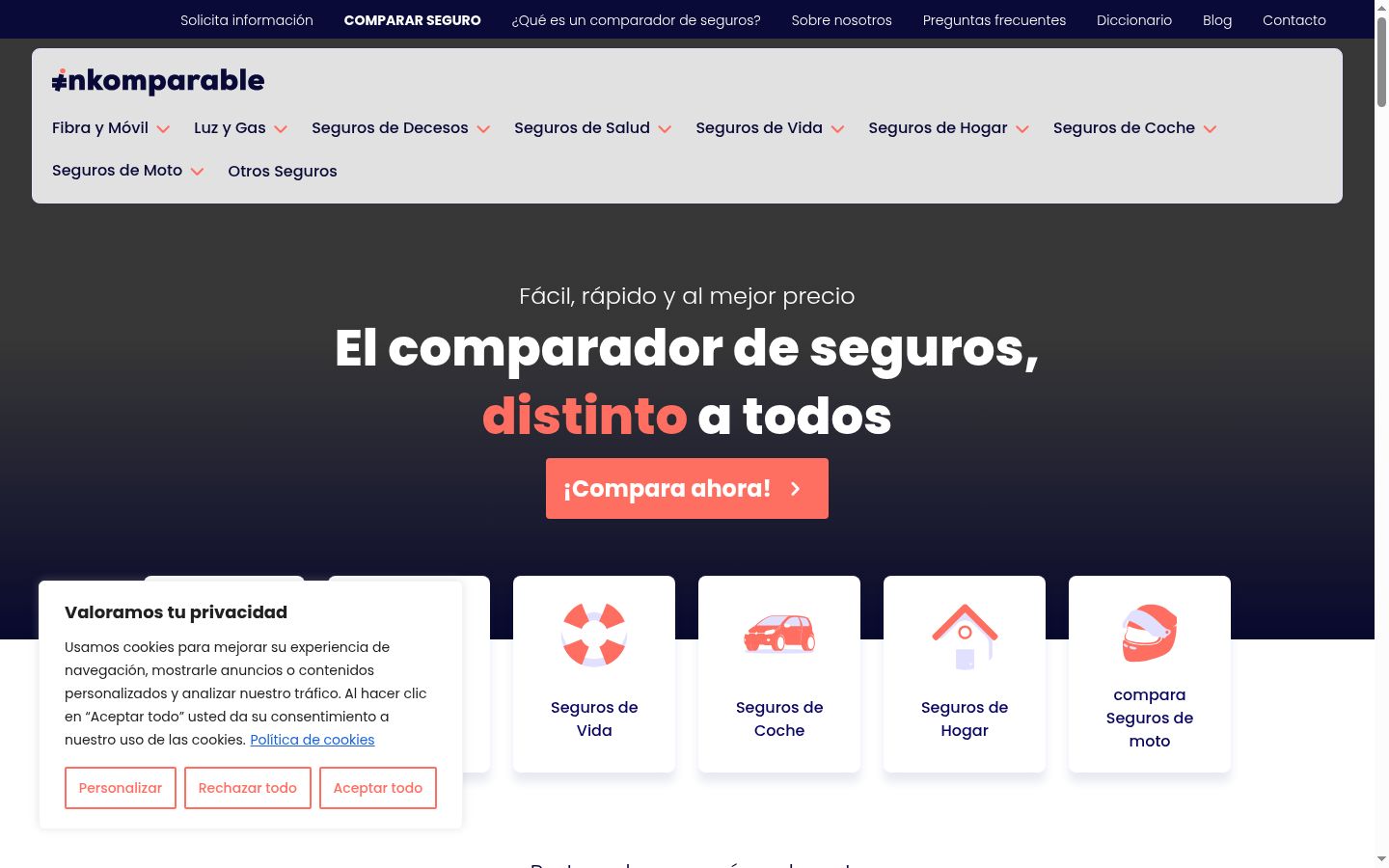 Screenshot del banner di consenso mostrato prima di qualsiasi interazione