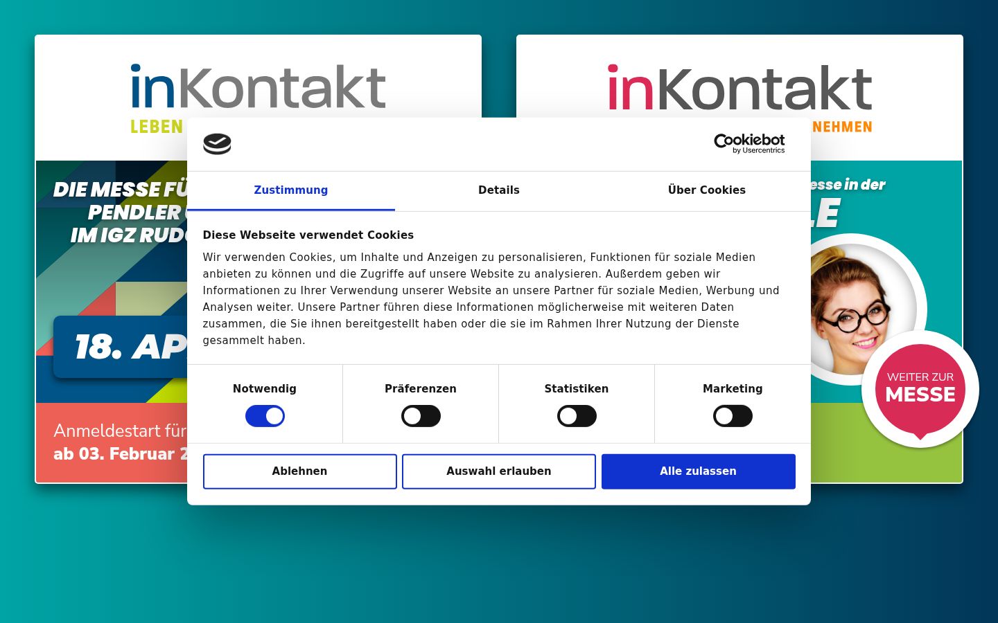 Képernyőkép a bármilyen interakció előtt megjelenő hozzájárulási bannerről