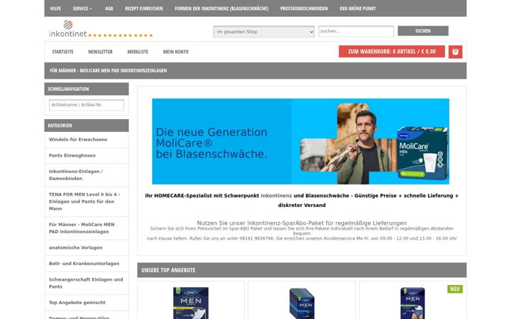 Screenshot of inkontinet-shop.de