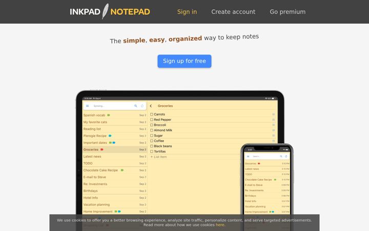 Screenshot of inkpad.me
