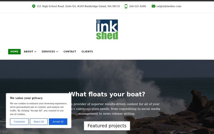 Screenshot of inkshedinc.com