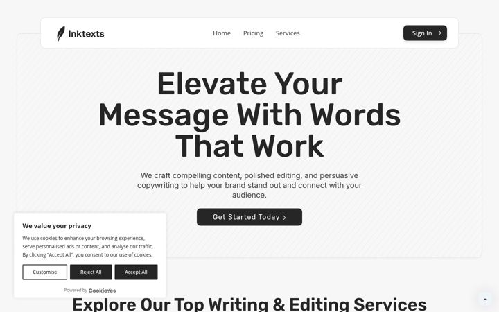 Screenshot of inktexts.com
