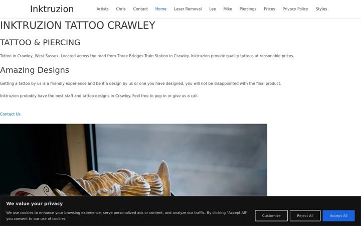 Screenshot of inktruzion.co.uk