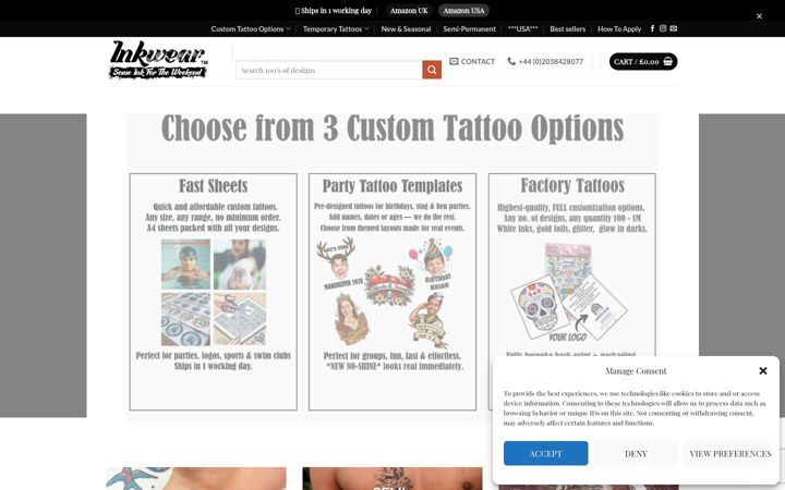 Screenshot of inkwear.co.uk