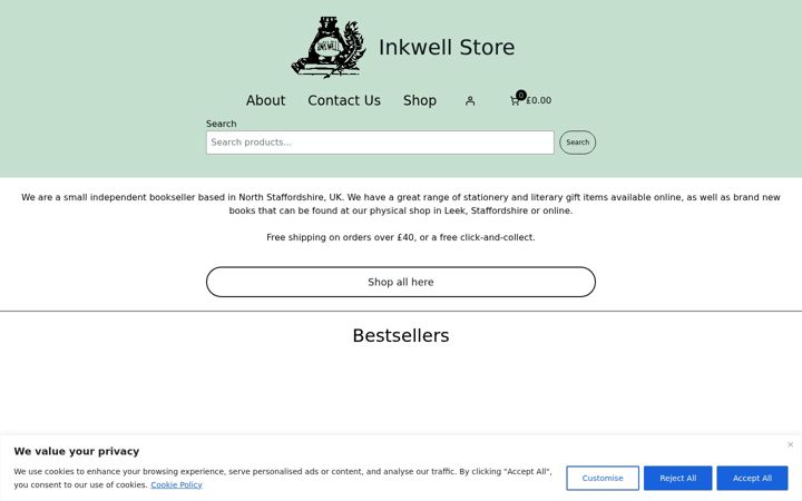 Screenshot of inkwellstore.co.uk