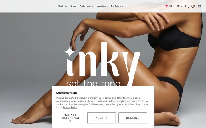 Screenshot of inkycosmetics.com