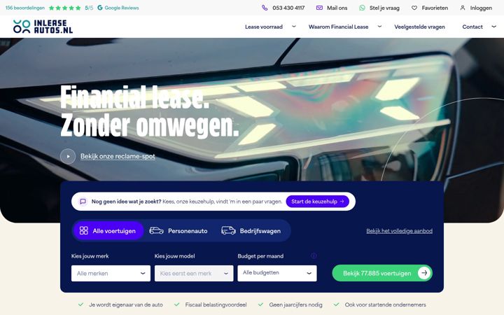 Ekrano kopija inleaseautos.nl