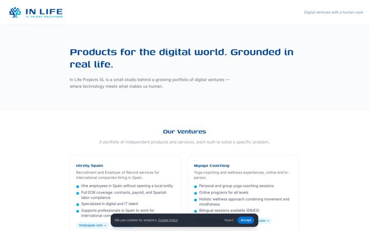 Skjermbilde av inlifeprojects.com