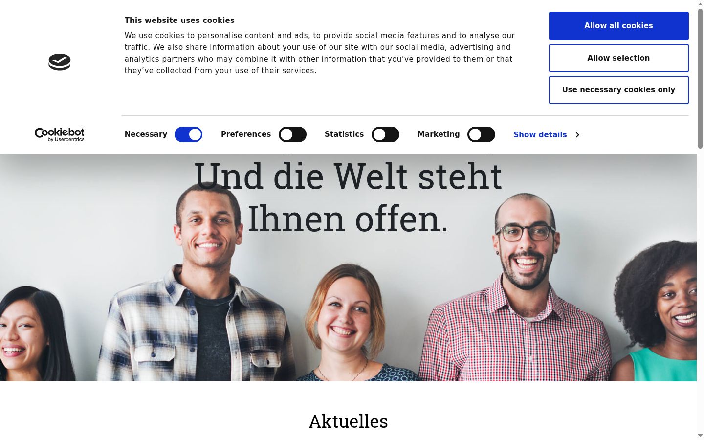 Screenshot of the consent banner shown before any interaction