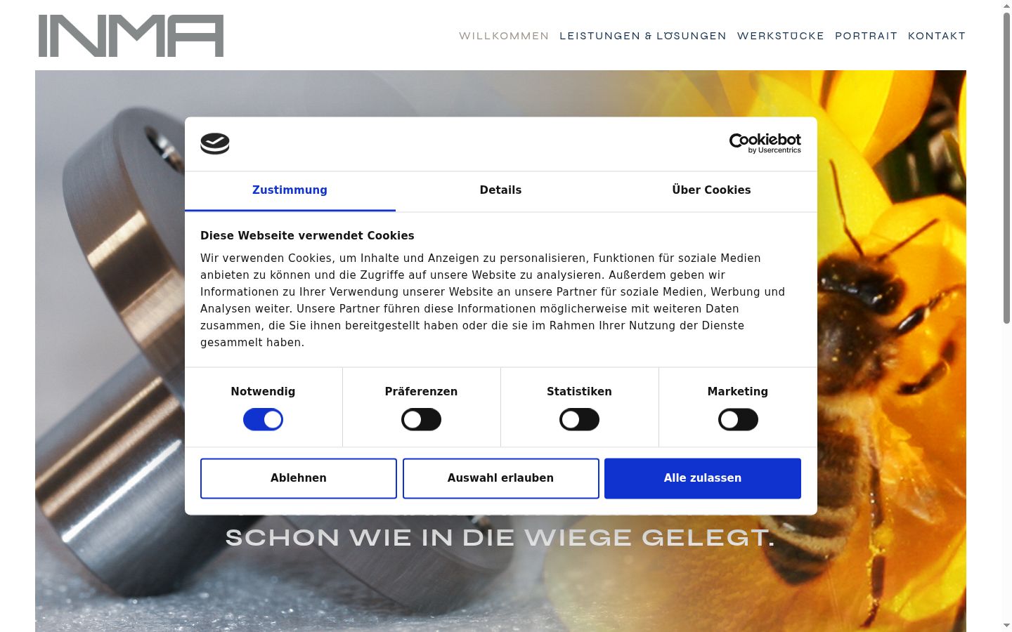 Screenshot des Einwilligungsbanners vor jeglicher Interaktion