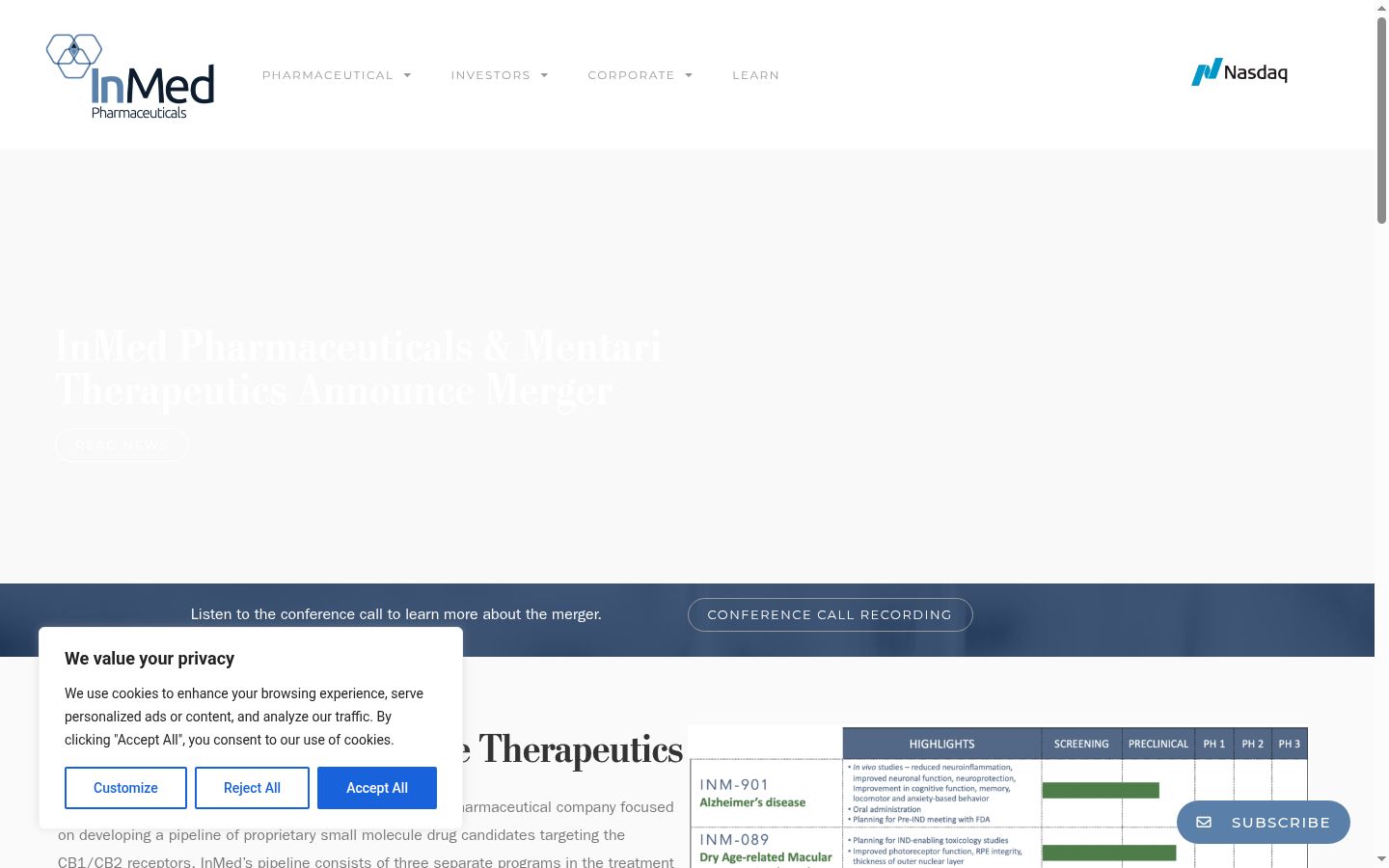 Screenshot des Einwilligungsbanners vor jeglicher Interaktion