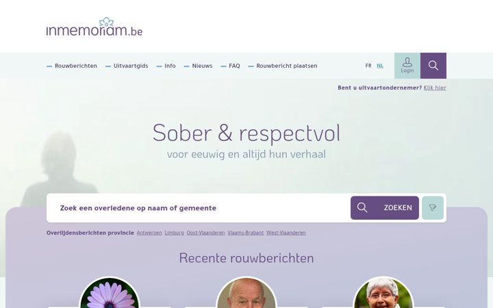 Screenshot of inmemoriam.be