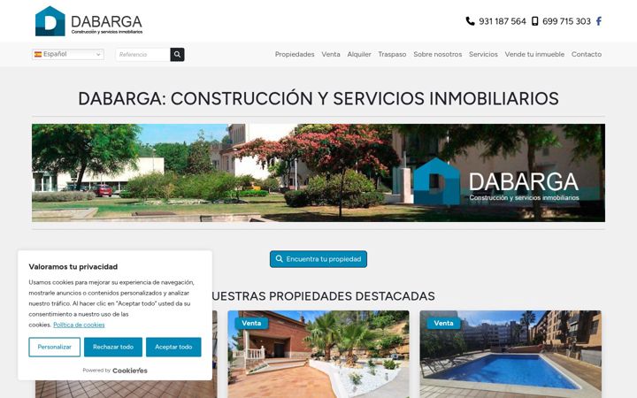 Screenshot of inmobiliaria-dabarga.com