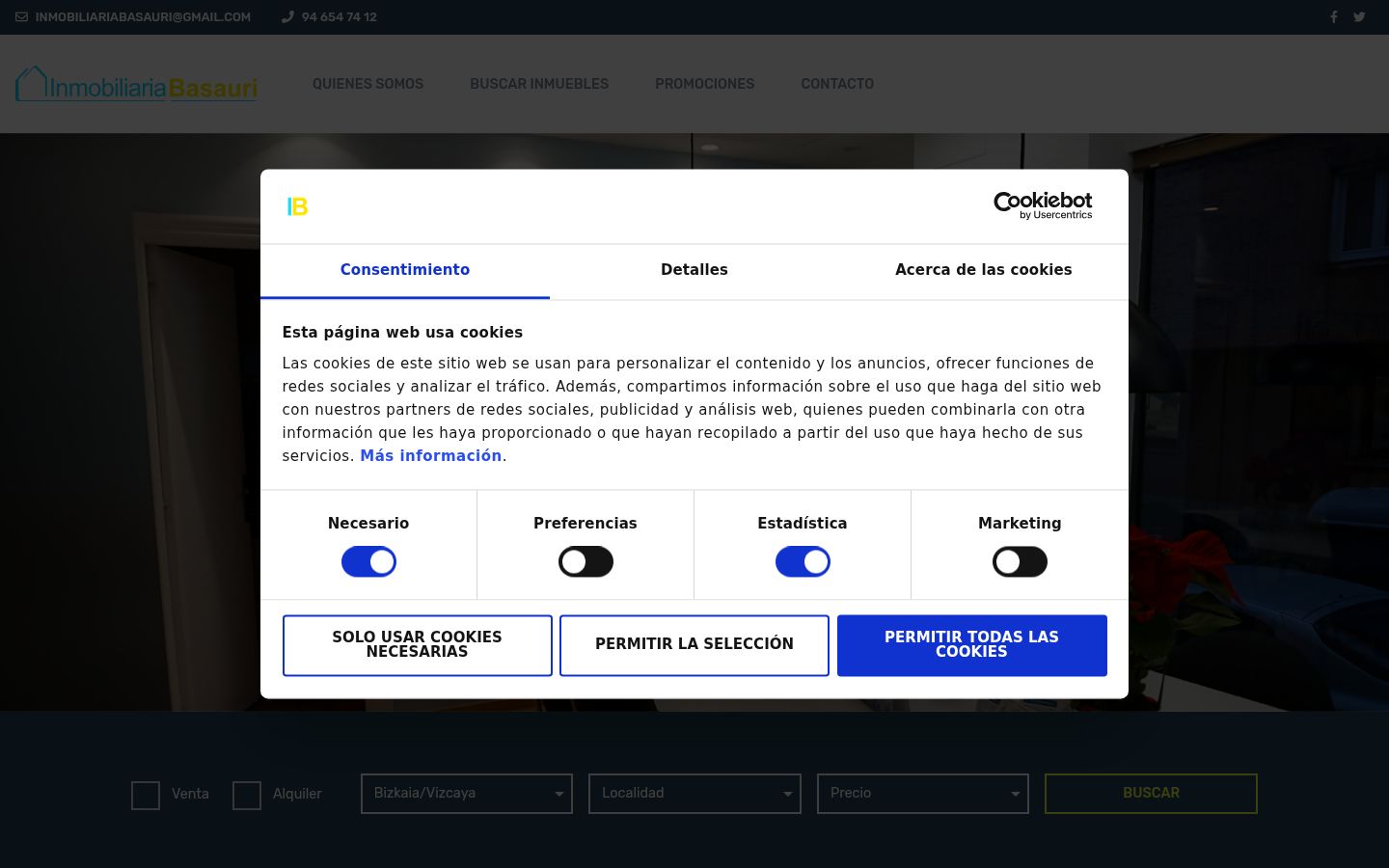 Screenshot del banner di consenso mostrato prima di qualsiasi interazione