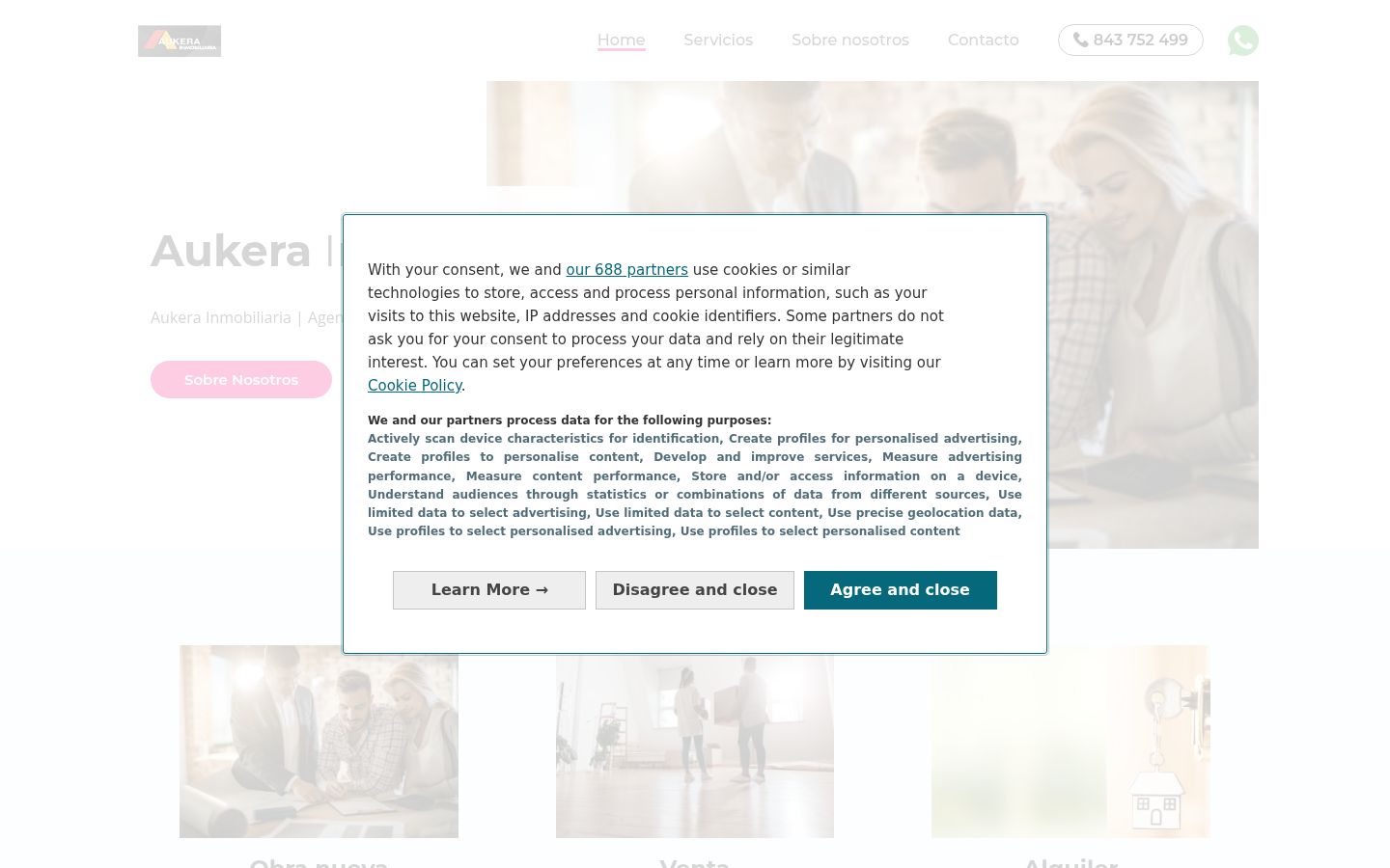 Screenshot tal-banner tal-kunsens muri qabel kwalunkwe interazzjoni