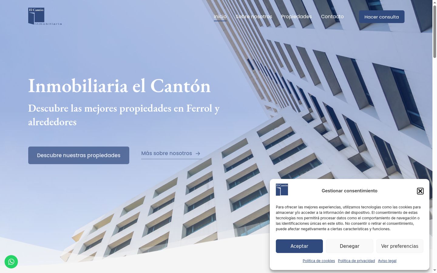 Screenshot of the consent banner shown before any interaction