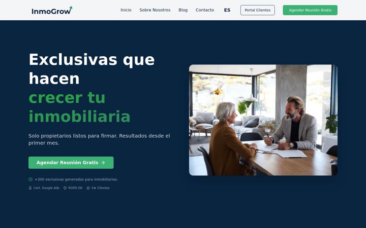 Screenshot of inmogrow.com