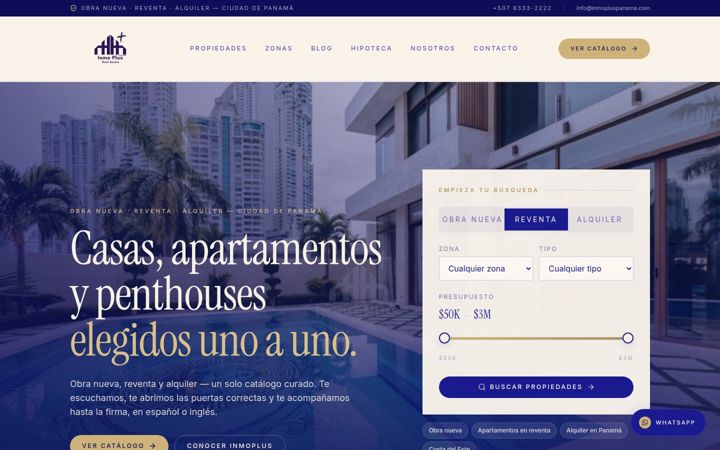 Screenshot of inmopluspanama.com