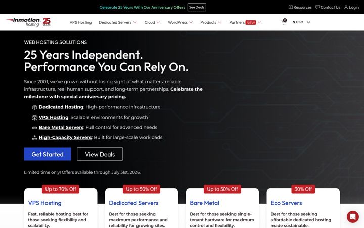 Screenshot di inmotionhosting.com