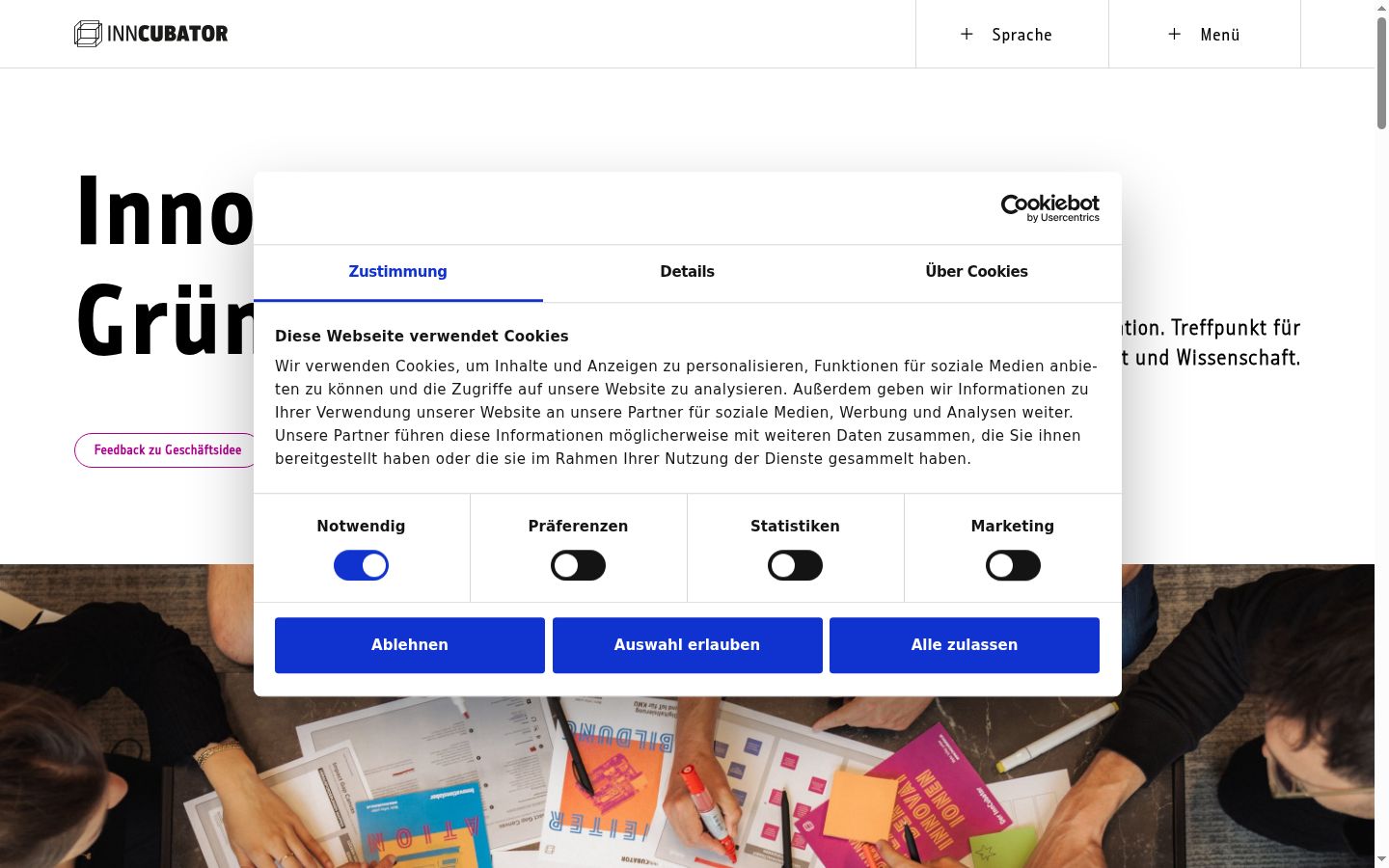 Screenshot del banner di consenso mostrato prima di qualsiasi interazione