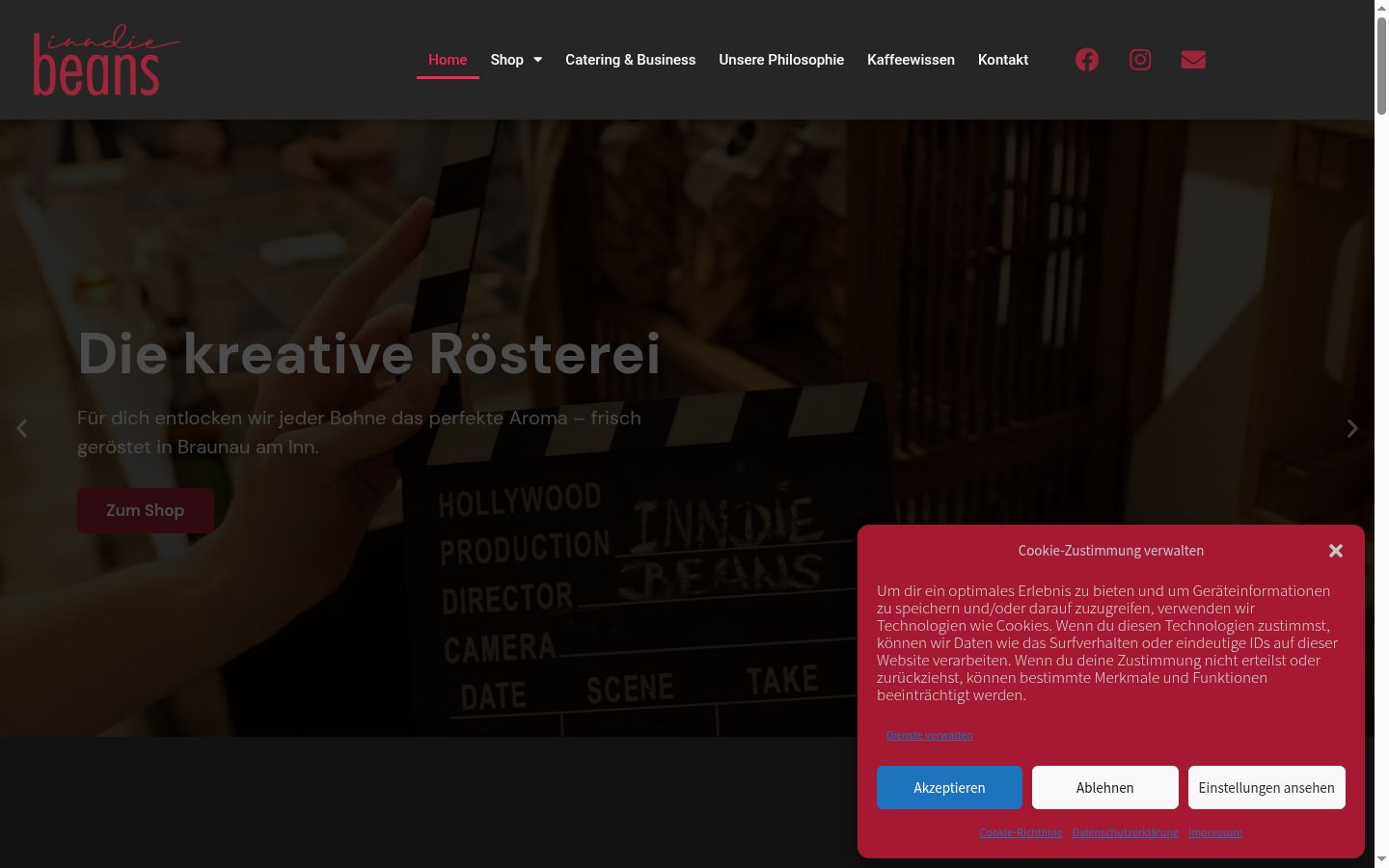 Screenshot del banner di consenso mostrato prima di qualsiasi interazione