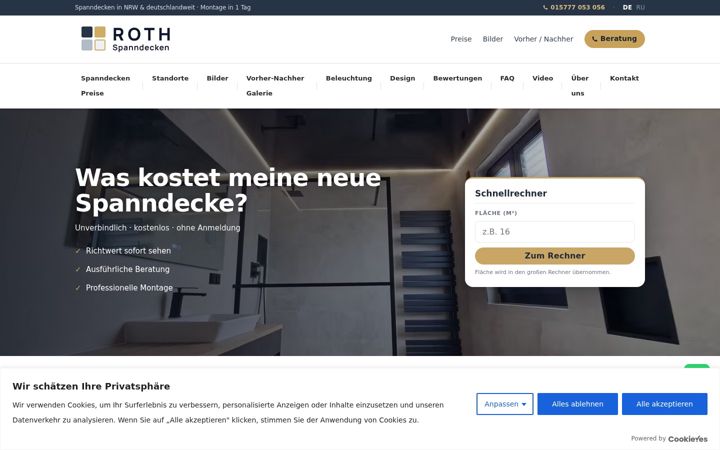 Screenshot di innenausbau-spanndecken.com