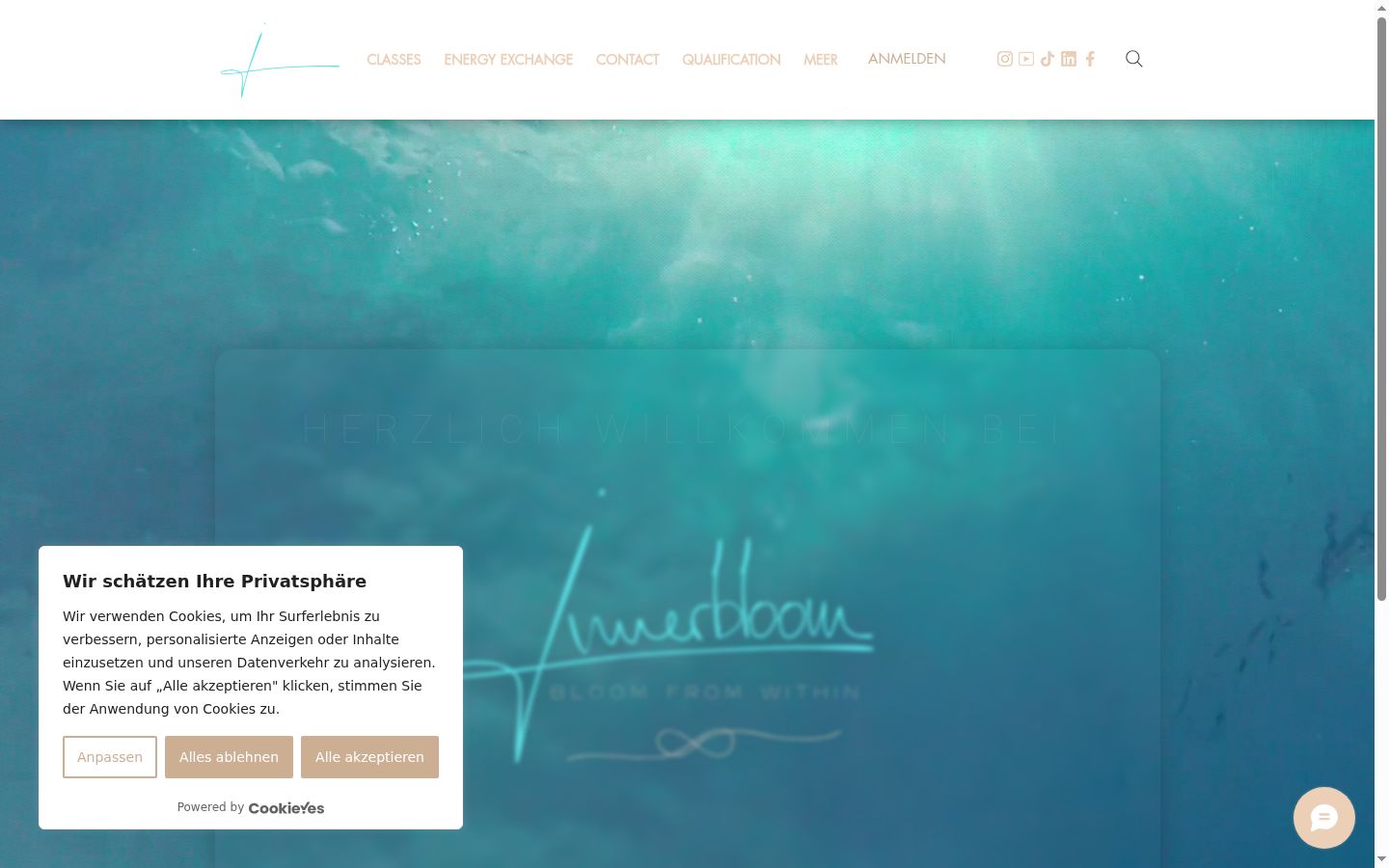 Screenshot del banner di consenso mostrato prima di qualsiasi interazione