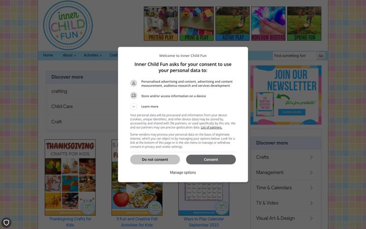 Screenshot of innerchildfun.com