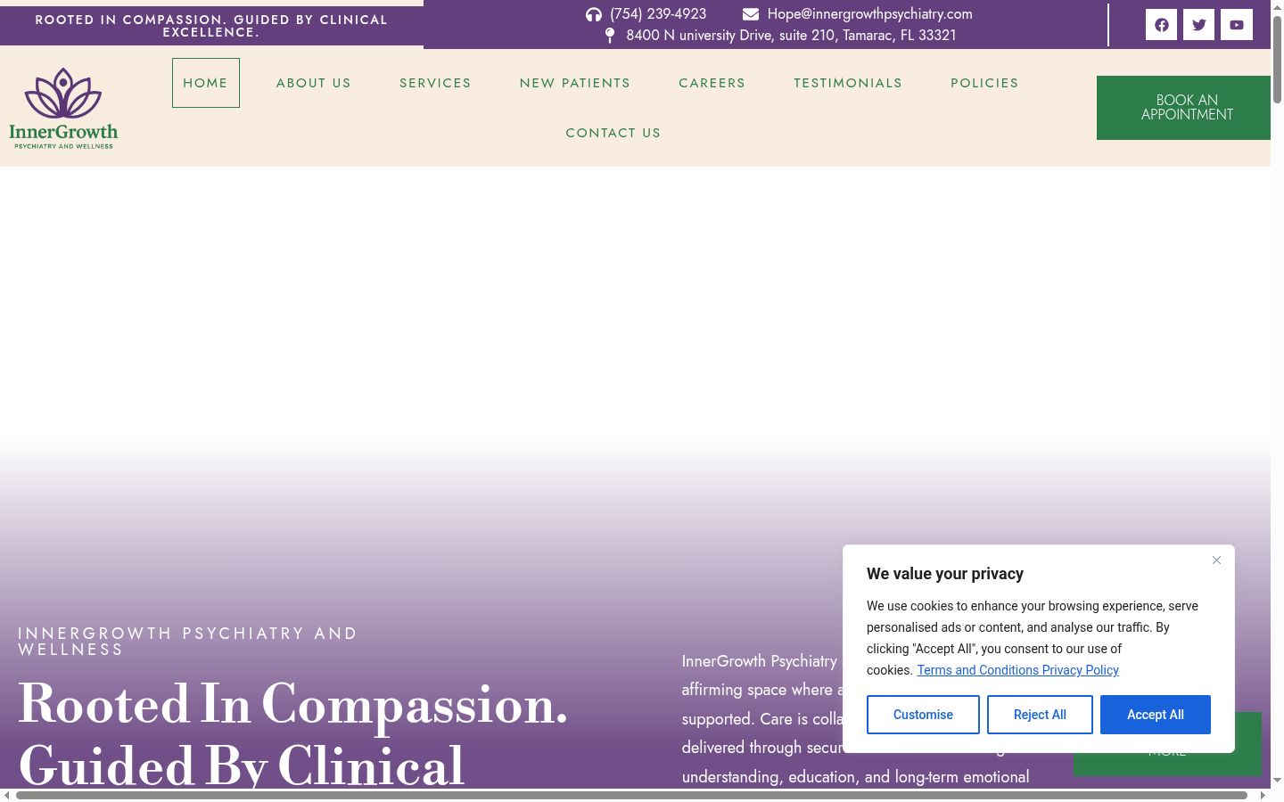 Screenshot del banner di consenso mostrato prima di qualsiasi interazione