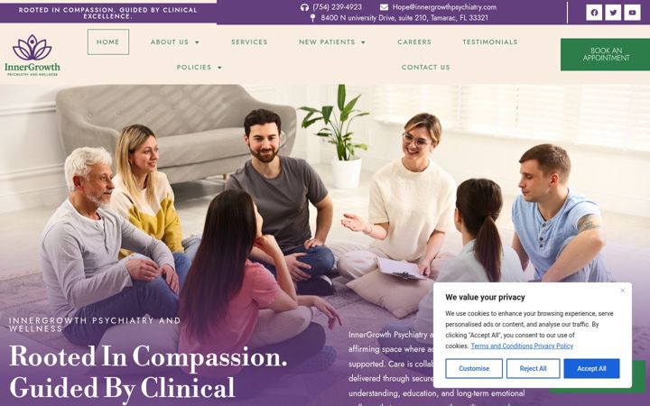 Screenshot of innergrowthpsychiatry.com