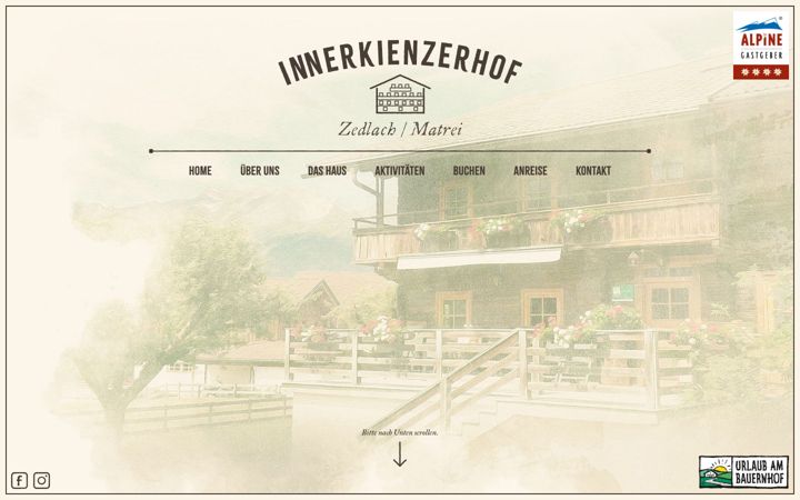 Screenshot of innerkienzerhof.at
