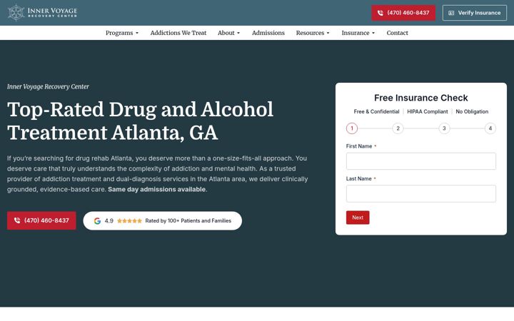 Screenshot of innervoyagerecovery.com
