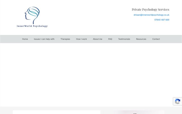 Screenshot of innerworldpsychology.co.uk