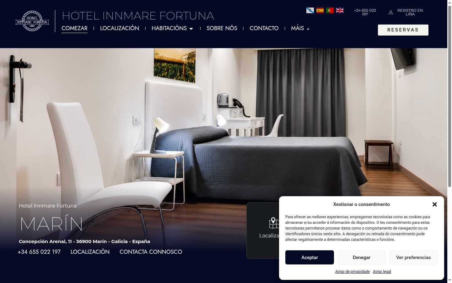 Skärmbild av samtyckesbannern som visades före någon interaktion