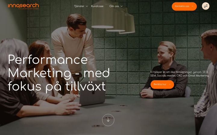 Screenshot stránky innosearch.se
