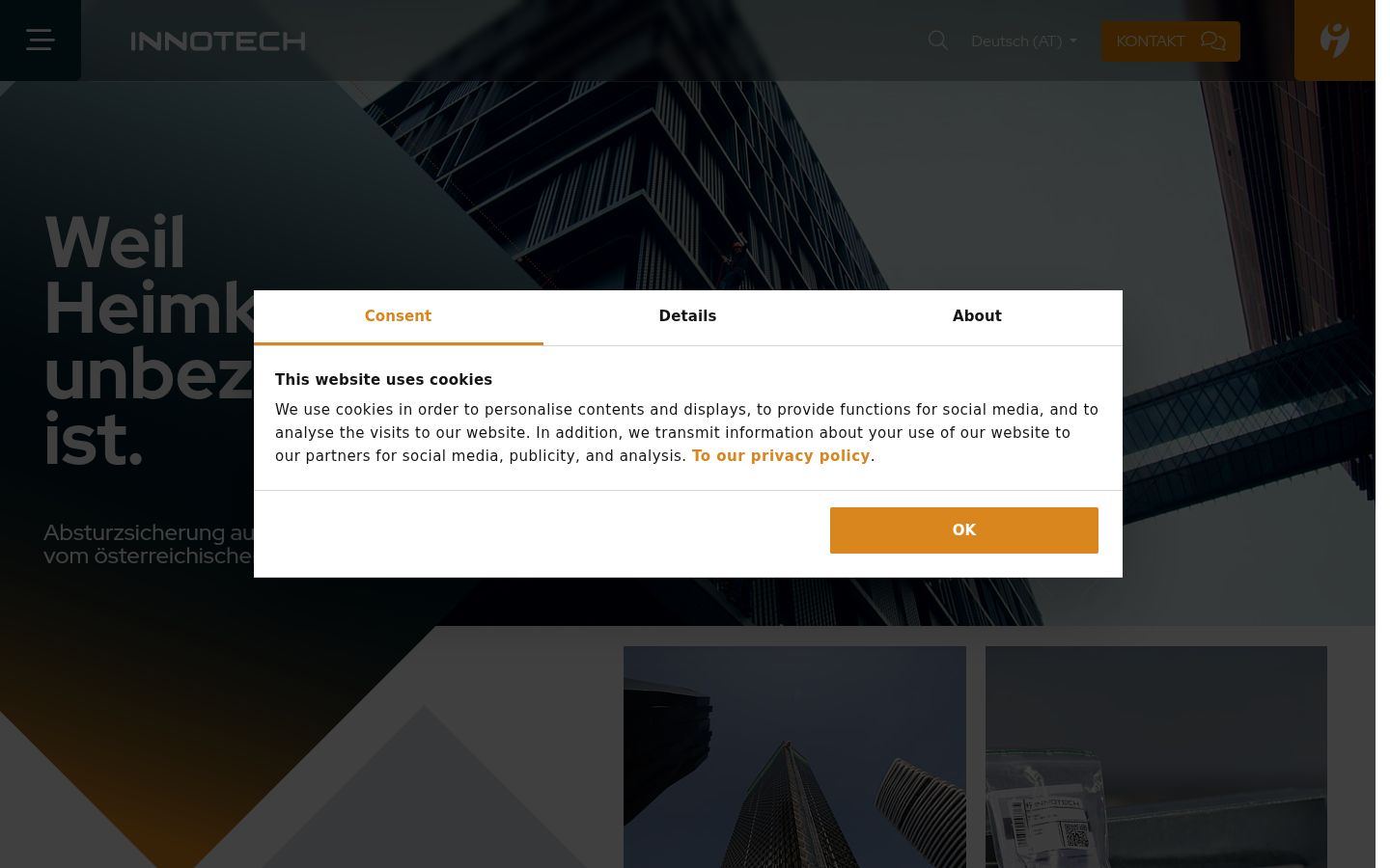 Screenshot of the consent banner shown before any interaction