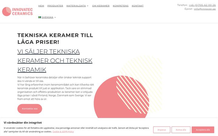 Screenshot stránky innovatecceramics.se