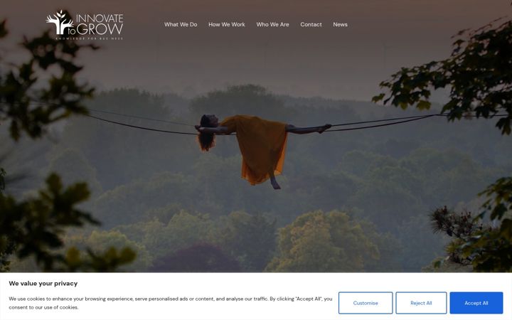 Screenshot of innovatetogrow.eu
