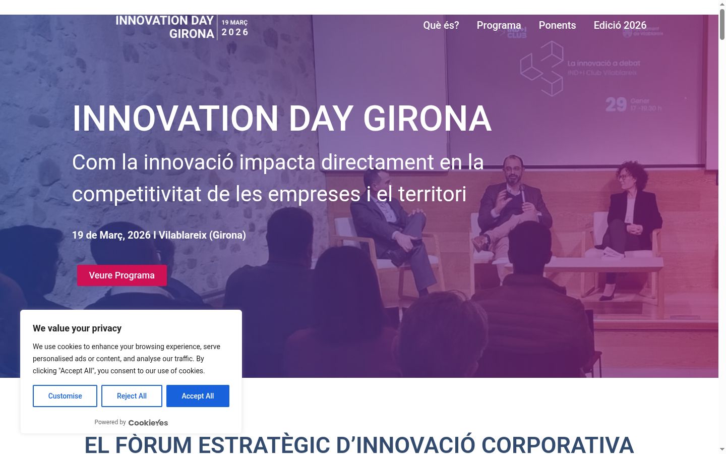 Screenshot del banner di consenso mostrato prima di qualsiasi interazione