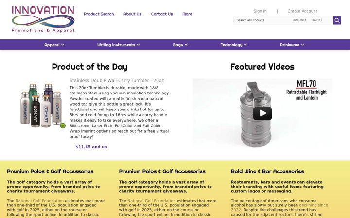 Screenshot of innovationpromotionsapparel.com