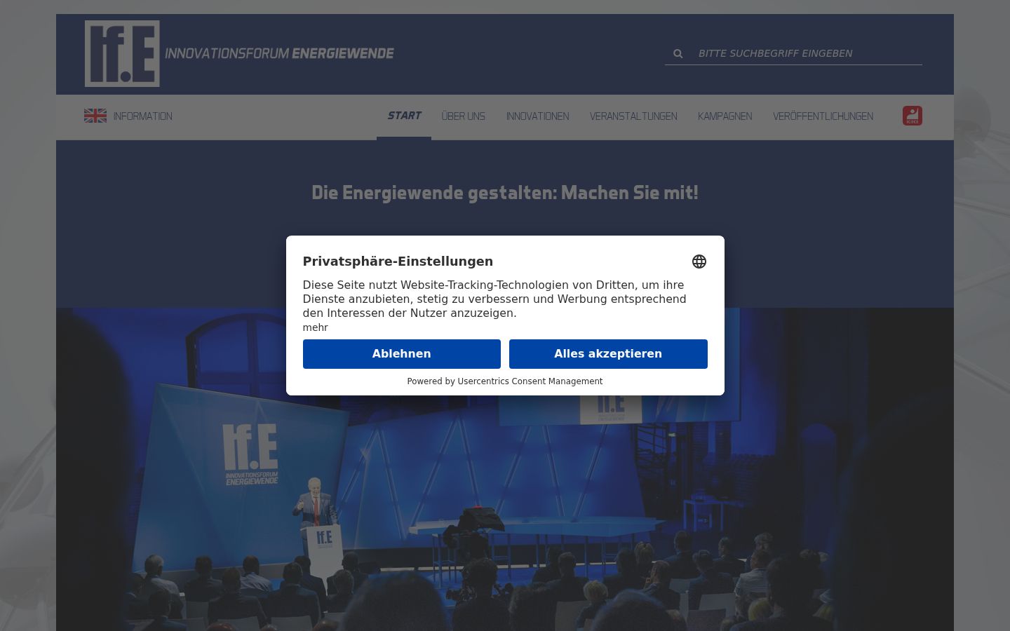 Screenshot of the consent banner shown before any interaction
