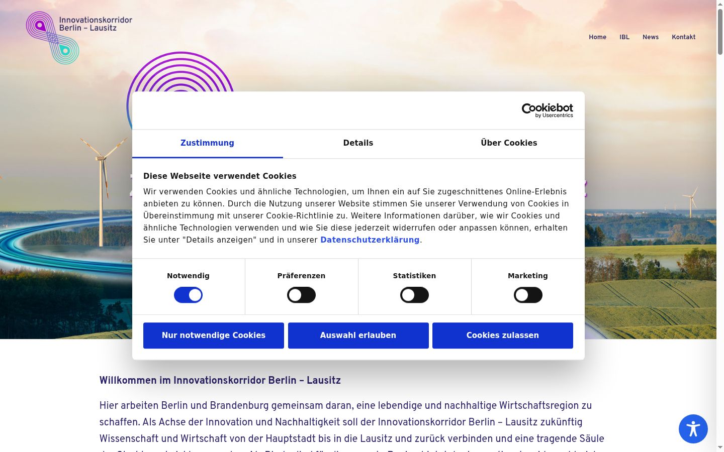 Screenshot of the consent banner shown before any interaction