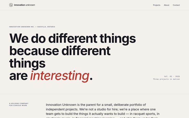 Screenshot of innovationunknown.com